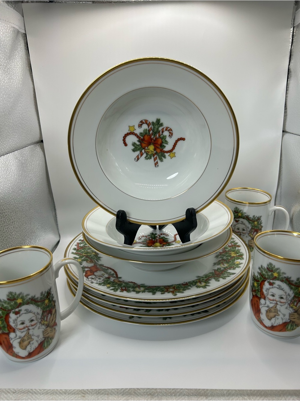 Vintage Fitz & Floyd "St. Nicholas" Christmas Dinnerware Set - 10 Pcs